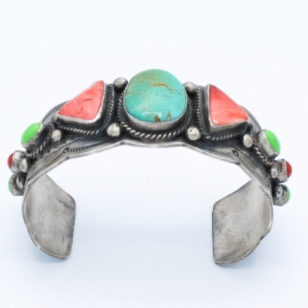 Vintage Turquoise, Shell, Gaspeite Cuff OP0120 - Picture 3 of 6